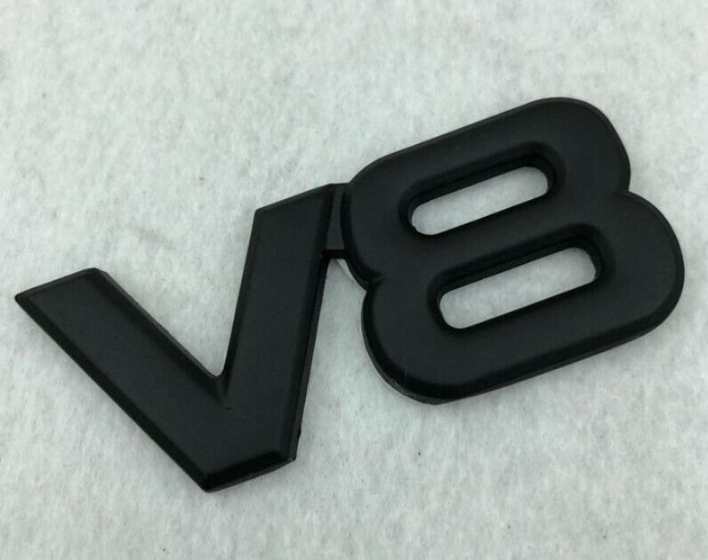 V8 CAR BADGE STICKER 3D EMBLEM UNIVERSAL FIT (BLACK)