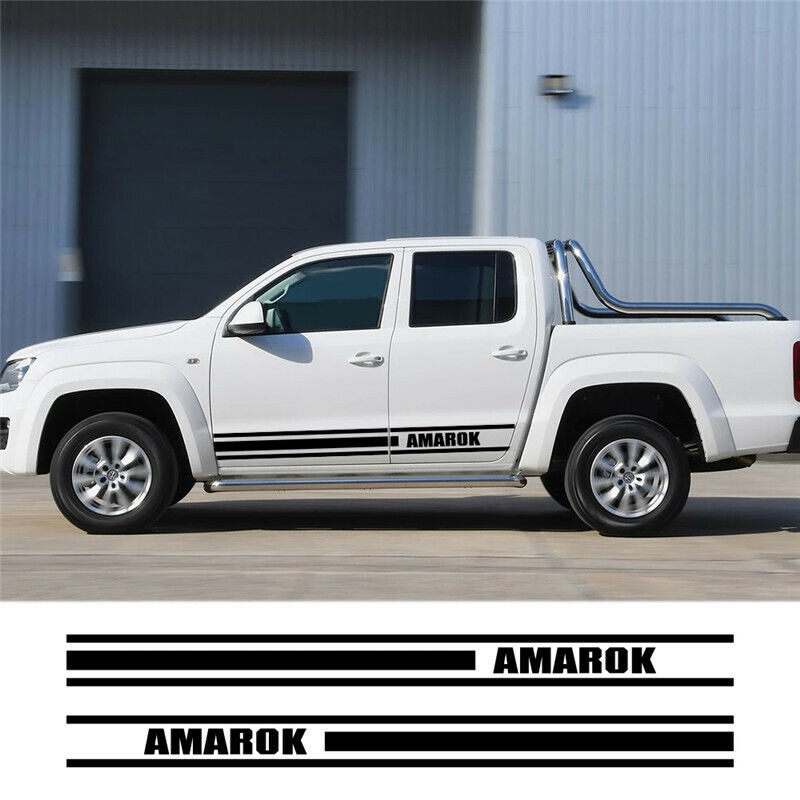 Pair Stickers Side Skirt Sport Decal Universal Fit For VW Amarok Truck (WHITE)