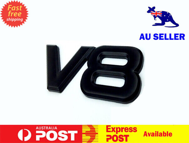V8 CAR BADGE STICKER 3D EMBLEM UNIVERSAL FIT (BLACK)
