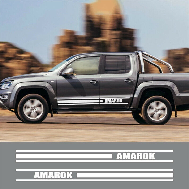 Pair Stickers Side Skirt Sport Decal Univeral Fit For VW Amarok Truck (BLACK)