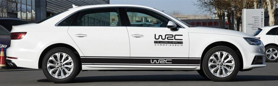 Universal WRC Sport Door Body Stripe Decorative Decal Sticker (Black) 1 Pair