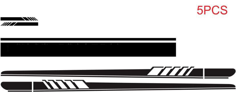 Universal Graphic Bonnet Skirt Mirror Racing Stripe Car Decal/Sticker (Black)