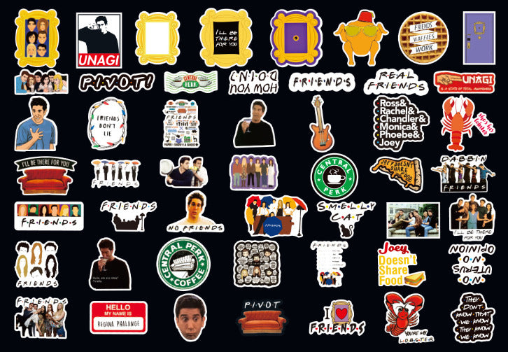 50PC Brand New Redesigned TV Show Friends Stickers Car Suitcase Luggage