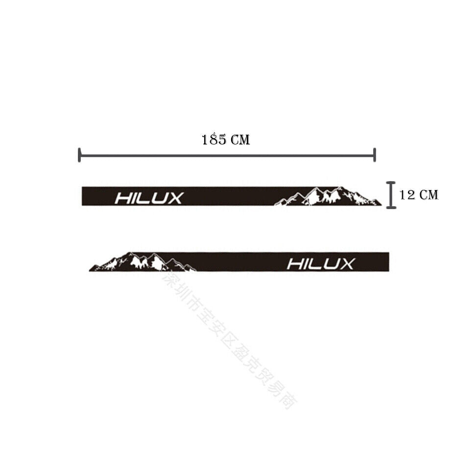 Side Skirt Decal Stickers For Toyota Hilux 4WD Off Road Mountain (Black) 1 Pair
