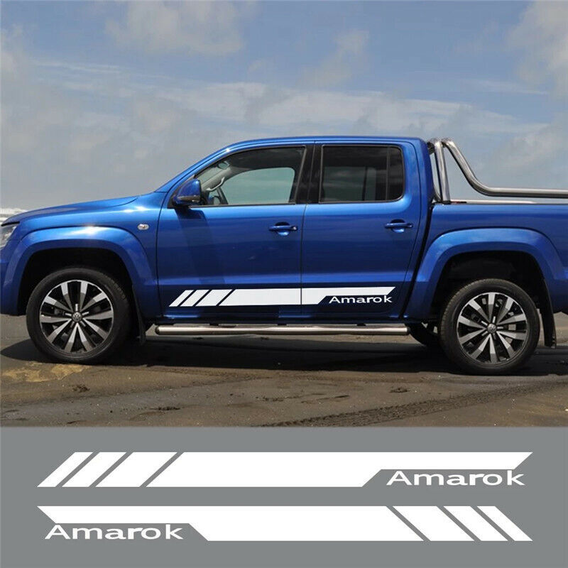 Pair Stickers Side Skirt Decal Universal Fit For Pick Up Truck VW Amarok (BLACK)